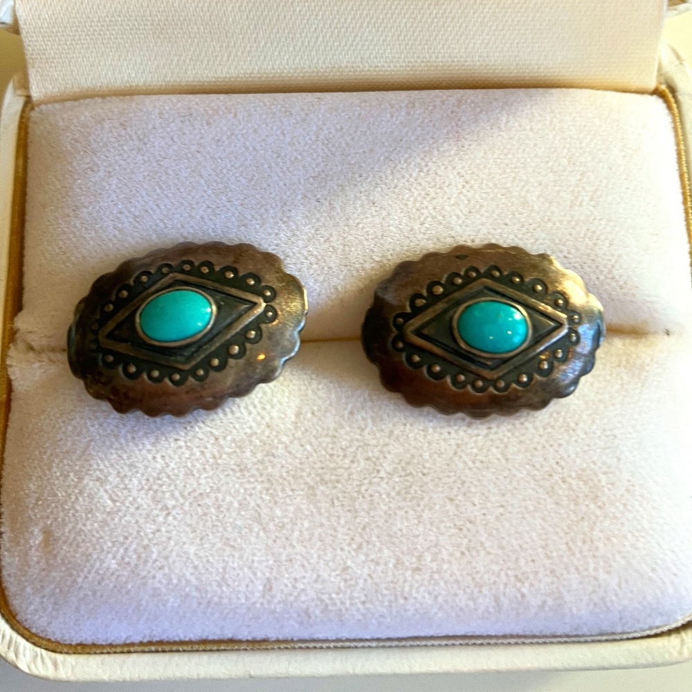 Vintage Native American Sterling and Turquoise earrings, screw backs